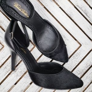 New Brooks Brothers Black Calf Hair Pointed Heels
